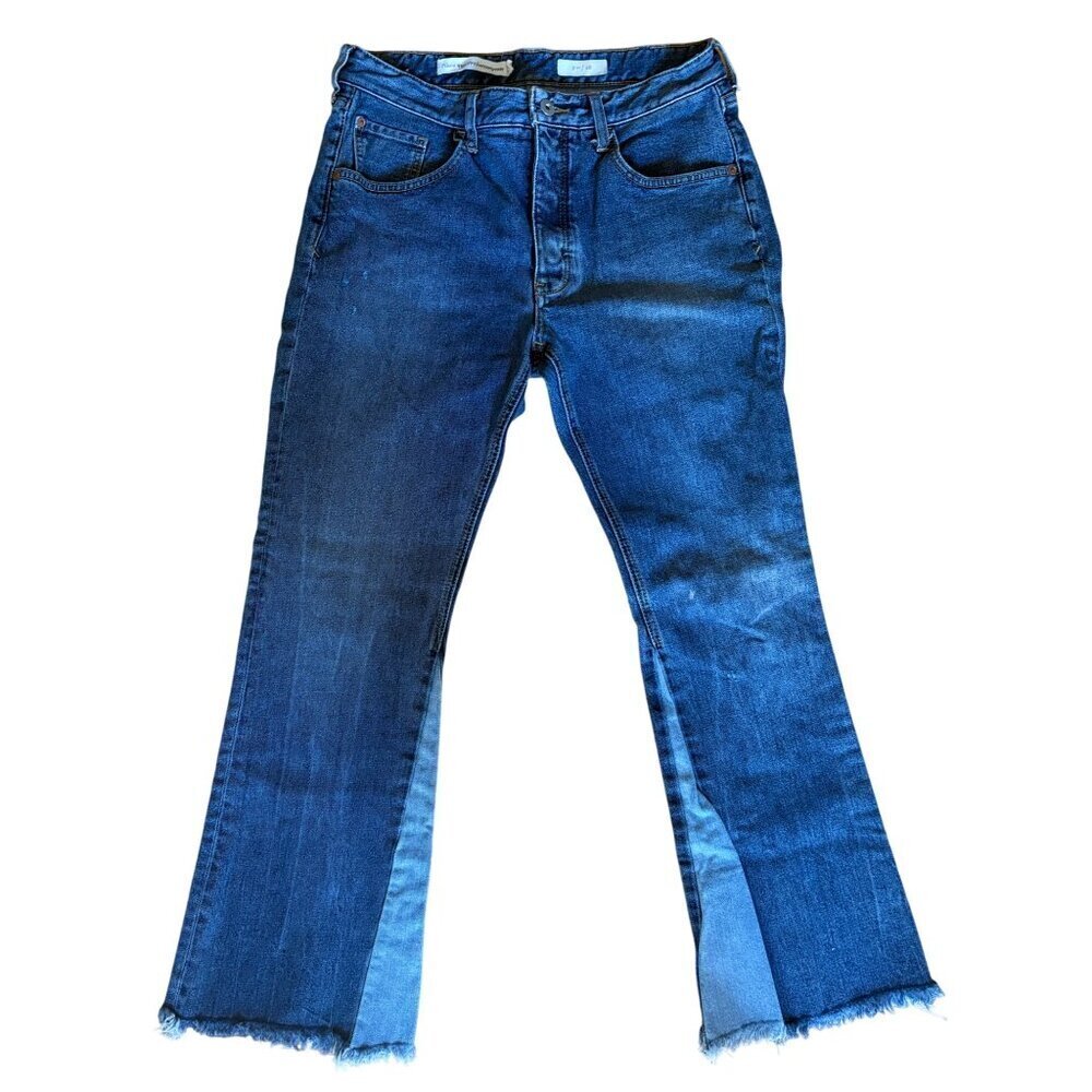 Anthropologie Denim Pilcro Two Tone Raw Hem Flare Cropped Jeans in Size 28 - Picture 5 of 15